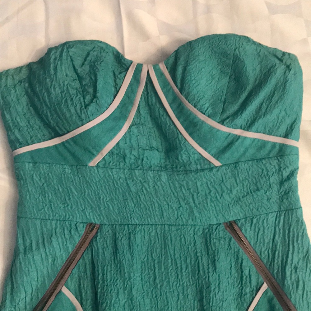 Strapless Teal Dress - Picture 2 of 5